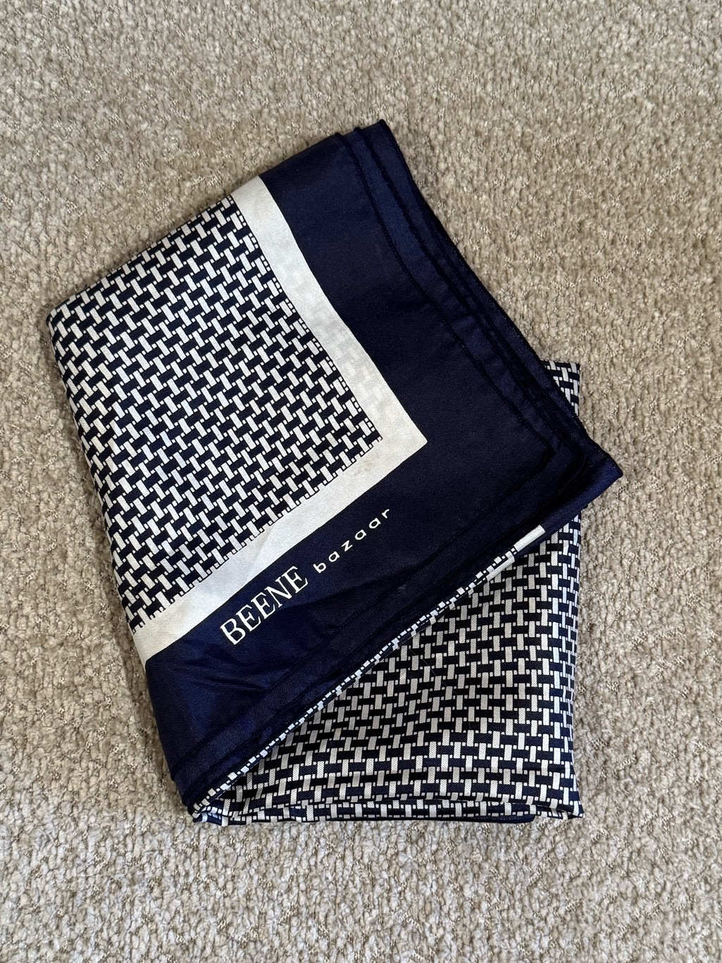 Beene Bazaar Navy And White Silk Scarf